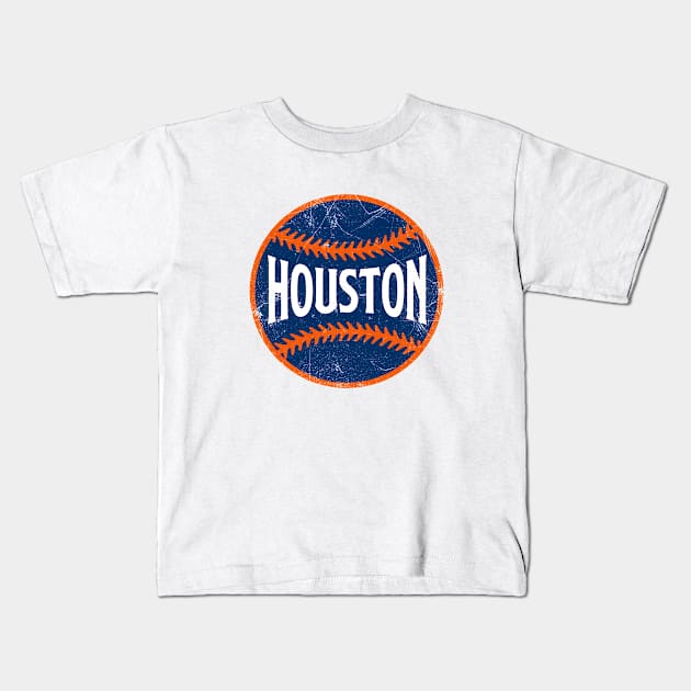 Houston Retro Baseball - White Kids T-Shirt by KFig21